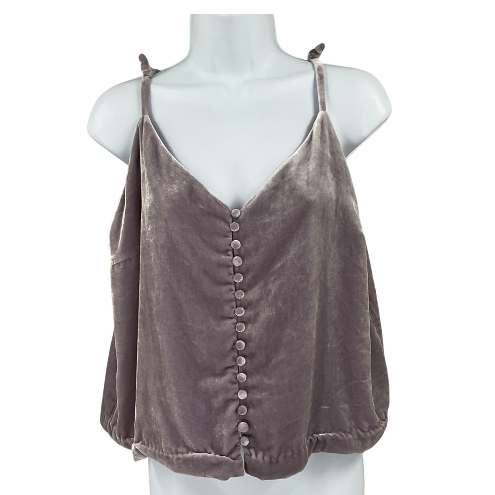 Madewell Camisole Women 14 Purple Velvet Button Front V-Neck Boho NEW
